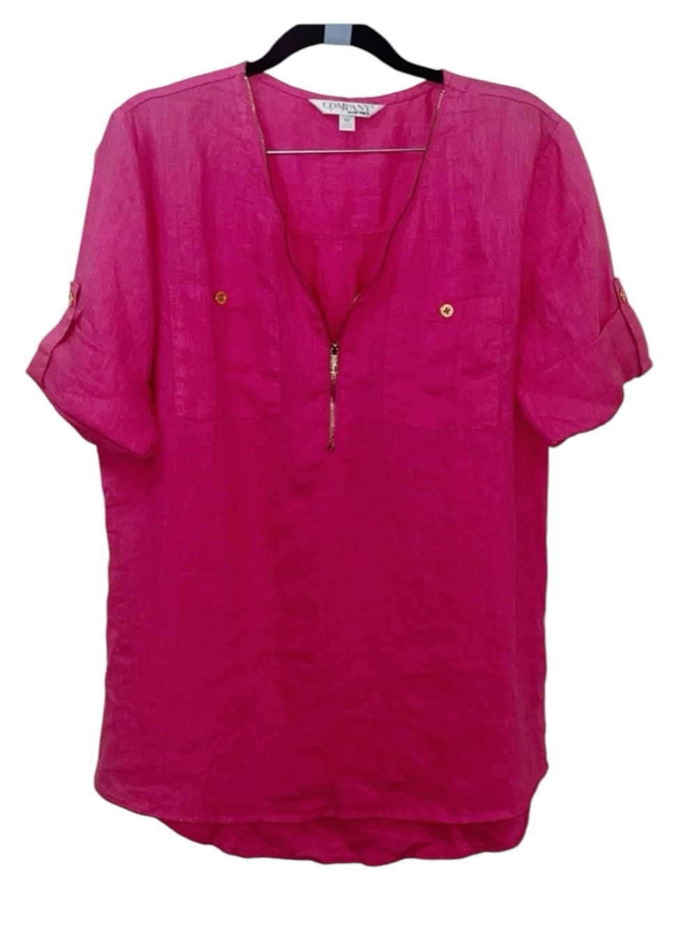 Ellen Tracy Linen Pink Blouse Size Medium